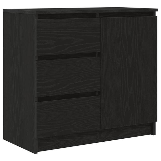 Berkfield Home Sideboard with Drawer Black Oak 71x35x65 cm Engineered Wood - Size: 71 x 35 x 65 cm - image 1