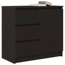 Berkfield Home Sideboard with Drawer Black Oak 71x35x65 cm Engineered Wood - Size: 71 x 35 x 65 cm - thumbnail 4