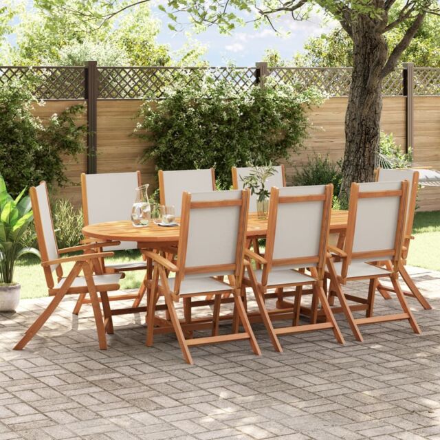 Berkfield Home Folding Garden Chairs 8 pcs Solid Wood Acacia & Textilene in Brown - image 1