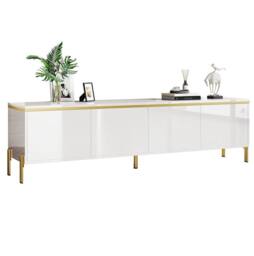 STILVORA White TV Stand with 4 Doors & Storage - thumbnail 5