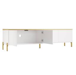 STILVORA White TV Stand with 4 Doors & Storage - thumbnail 6