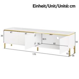 STILVORA White TV Stand with 4 Doors & Storage - thumbnail 4