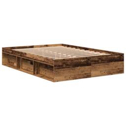 Berkfield Home Durable Bed Frame Frame Old Wood 120x190cm Small Double Wood in Brown - thumbnail 7