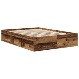 Berkfield Home Durable Bed Frame Frame Old Wood 120x190cm Small Double Wood in Brown - thumbnail 4