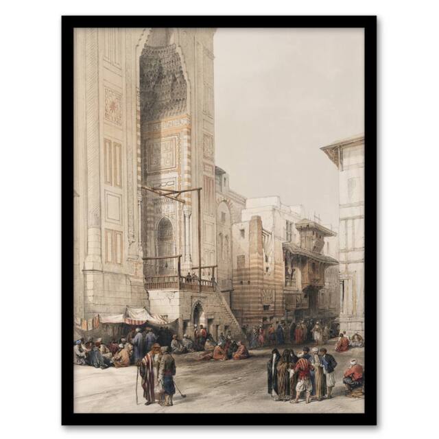 Artery8 Mosque of Sultan Hassan Grand entrance Roberts Framed Wall Art Print in Beige - Size: A4 - image 1