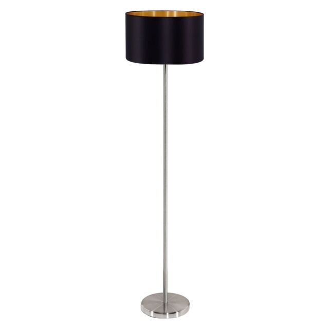 Loops Floor Lamp Light Satin Nickel Shade Black Gold Fabric Pedal Switch Bulb E27 in Metallics - image 1
