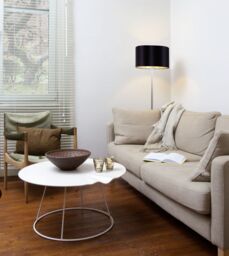 Loops Floor Lamp Light Satin Nickel Shade Black Gold Fabric Pedal Switch Bulb E27 in Metallics - thumbnail 3