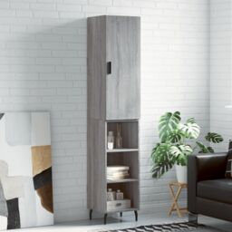 Berkfield Home Highboard Grey Sonoma 34.5x34x180 cm Engineered Wood - thumbnail 1