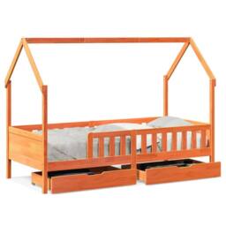 Berkfield Home Kids Bed Frame with Drawers without Mattress 90x200 cm Solid Wood in Brown - thumbnail 2