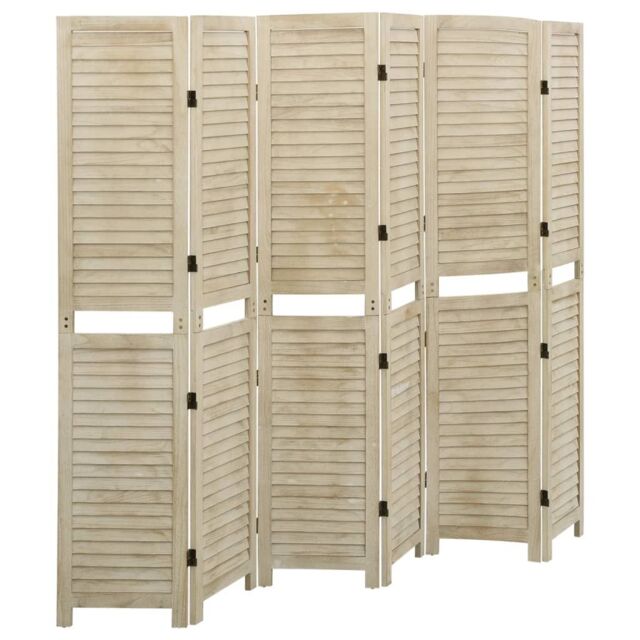 Berkfield Home 6-Panel Room Divider 210x165 cm Solid Wood Paulownia in Brown - image 1