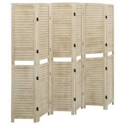 Berkfield Home 6-Panel Room Divider 210x165 cm Solid Wood Paulownia in Brown