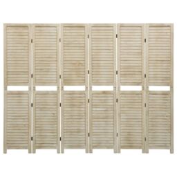 Berkfield Home 6-Panel Room Divider 210x165 cm Solid Wood Paulownia in Brown - thumbnail 2