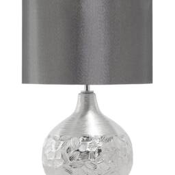 Wyld and Coco Porcelain Teardrop Table Lamp - Grey Faux-Silk Drum Shade 43 cm - thumbnail 2