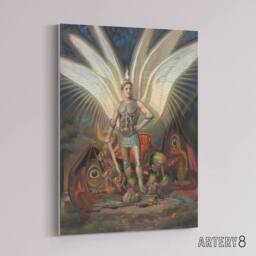 "Artery8 Wasastjerna Archangel Michael Defeating the Dragon Canvas Art Print - Size: W12"" x H16""" - thumbnail 2