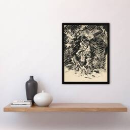 Artery8 Hunter With Child & Hound Kubincan Framed Wall Art Print in Black - Size: A4 - thumbnail 4