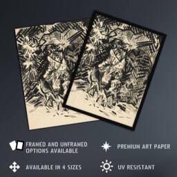 Artery8 Hunter With Child & Hound Kubincan Framed Wall Art Print in Black - Size: A4 - thumbnail 2