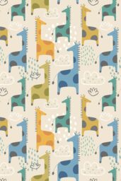 Hoopla Walls Giraffe Friends 10m Matt Wallpaper in Blue - thumbnail 2