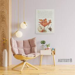 "Artery8 Insects Orange Lily & Apple Calligraphy Canvas Wall Art Print in White - Size: W12"" x H16""" - thumbnail 3
