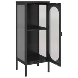 Berkfield Home Sideboard Black 40x35x105 cm Glass & Steel - Size: 40 x 35 x 105 cm - thumbnail 8