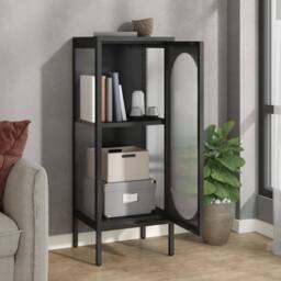 Berkfield Home Sideboard Black 40x35x105 cm Glass & Steel - Size: 40 x 35 x 105 cm
