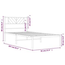 Berkfield Home Metal Bed Frame with Headboard Black 90x200 cm - thumbnail 9