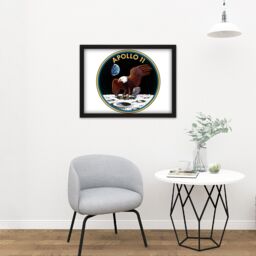 "Artery8 Wall Art Print Space NASA Apollo 11 Mission Emblem Badge Patch Large Framed Wall Décor Art in Light Oak - Size: W18"" x H24""" - thumbnail 2