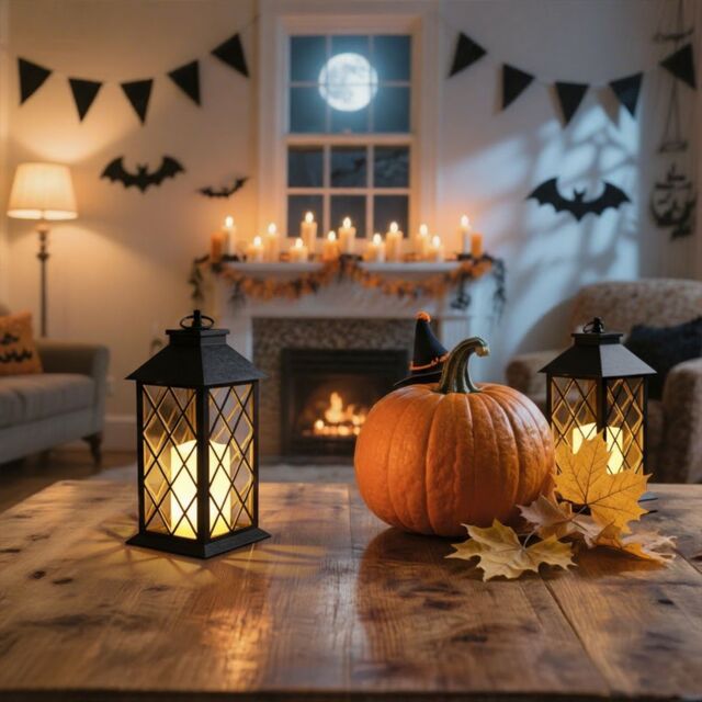 "Bright Zeal 2 Pcs Black Gold Decorative Candle Lanterns 13.5"" Christmas" - image 1