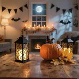 "Bright Zeal 2 Pcs Black Gold Decorative Candle Lanterns 13.5"" Christmas" - thumbnail 1