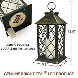 "Bright Zeal 2 Pcs Black Gold Decorative Candle Lanterns 13.5"" Christmas" - thumbnail 7