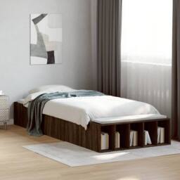Berkfield Home Bed Frame without Mattress Brown Oak 100x200 cm - thumbnail 2