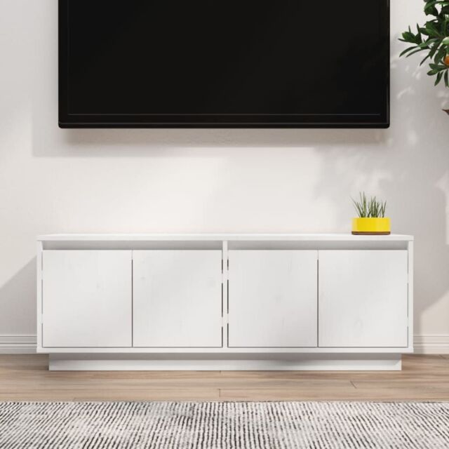 Berkfield Home TV Cabinet White 110x34x40 cm Solid Wood Pine - Size: 110 x 34 x 40 cm - image 1