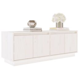 Berkfield Home TV Cabinet White 110x34x40 cm Solid Wood Pine - Size: 110 x 34 x 40 cm - thumbnail 4