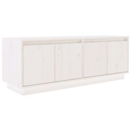 Berkfield Home TV Cabinet White 110x34x40 cm Solid Wood Pine - Size: 110 x 34 x 40 cm - thumbnail 2