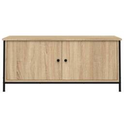 Berkfield Home TV Cabinet with Doors Sonoma Oak 102x35x45 cm Engineered Wood in Light Brown - Size: 102 x 35 x 45 cm - thumbnail 5