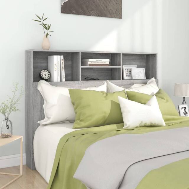 Berkfield Home Headboard Cabinet Grey Sonoma 140x19x103.5 cm - image 1