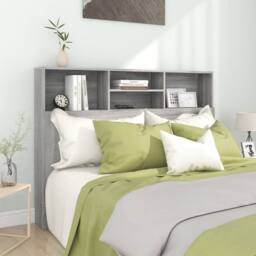 Berkfield Home Headboard Cabinet Grey Sonoma 140x19x103.5 cm - thumbnail 1