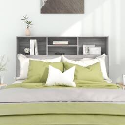 Berkfield Home Headboard Cabinet Grey Sonoma 140x19x103.5 cm - thumbnail 3