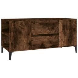 Berkfield Home TV Cabinet Smoked Oak 102x44.5x50 cm Engineered Wood in Brown - thumbnail 1
