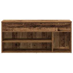 Berkfield Home Shoe Bench Old Wood 102x30.5x45 cm Engineered Wood in Brown - thumbnail 4