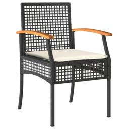 Berkfield Home Beautiful 5 Piece Garden Dining Set with Cushions Black Poly Rattan - thumbnail 1