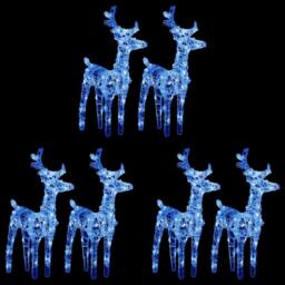 Berkfield Home Beautiful Christmas Reindeers 6 pcs Blue 240 LEDs Acrylic - thumbnail 2