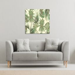 Benjamin Tate Design Tropical Leaves on Yellow (Canvas Print) / 127 x 127 x 4cm in Natural - Size: 127 x 127 x 4 cm - thumbnail 1