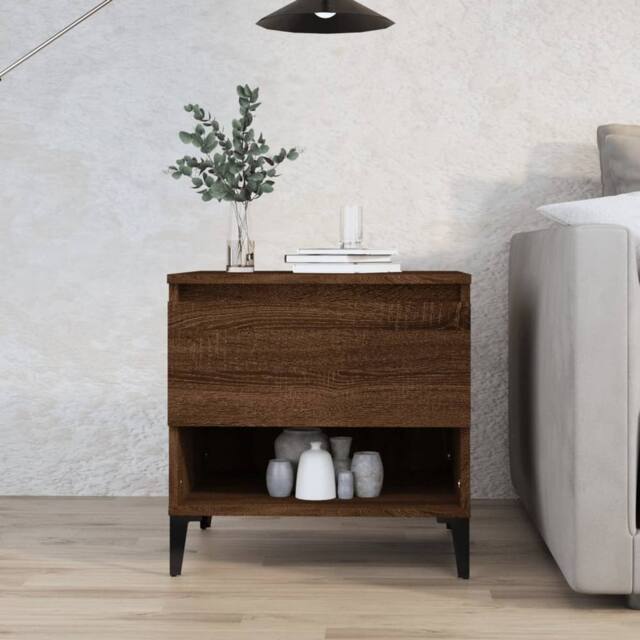 Berkfield Home Side Table Brown Oak 50x46x50 cm Engineered Wood - Size: 50 x 46 x 50 cm - image 1