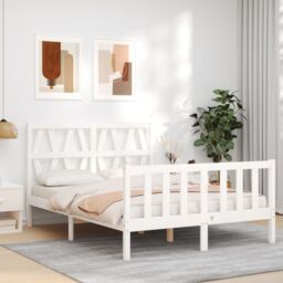 Berkfield Home Bed Frame with Headboard White 120x200 cm Solid Wood - thumbnail 1