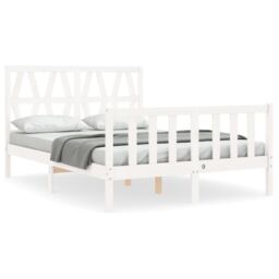 Berkfield Home Bed Frame with Headboard White 120x200 cm Solid Wood - thumbnail 2