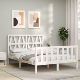 Berkfield Home Bed Frame with Headboard White 120x200 cm Solid Wood - thumbnail 3