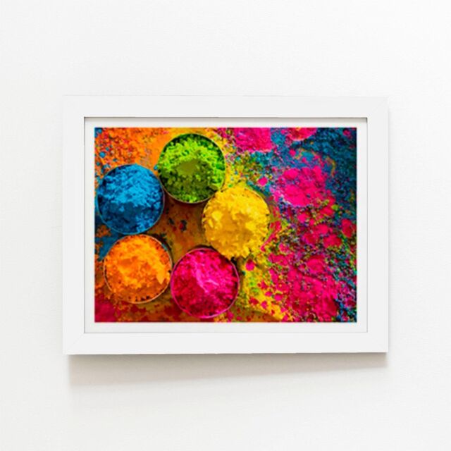 "Warren Reed - Designer Colourful Bowls Framed Art Print in White - Size: W12"" x H16""" - image 1