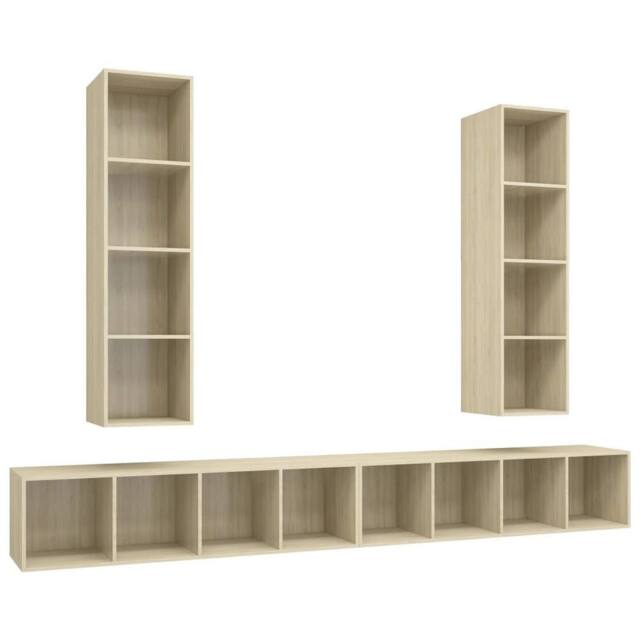 Berkfield Home Wall-mounted TV Cabinets 4 pcs Sonoma Oak Engineered Wood in Light Oak - image 1