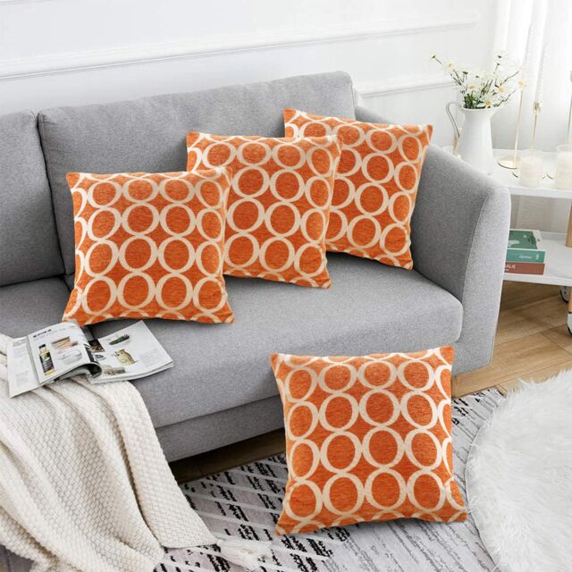 Luxury Living Luxury Chenille Cushion set of 4 in Orange - Size: 45 cm x 45 cm - image 1