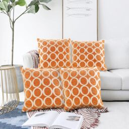 Luxury Living Luxury Chenille Cushion set of 4 in Orange - Size: 45 cm x 45 cm - thumbnail 5